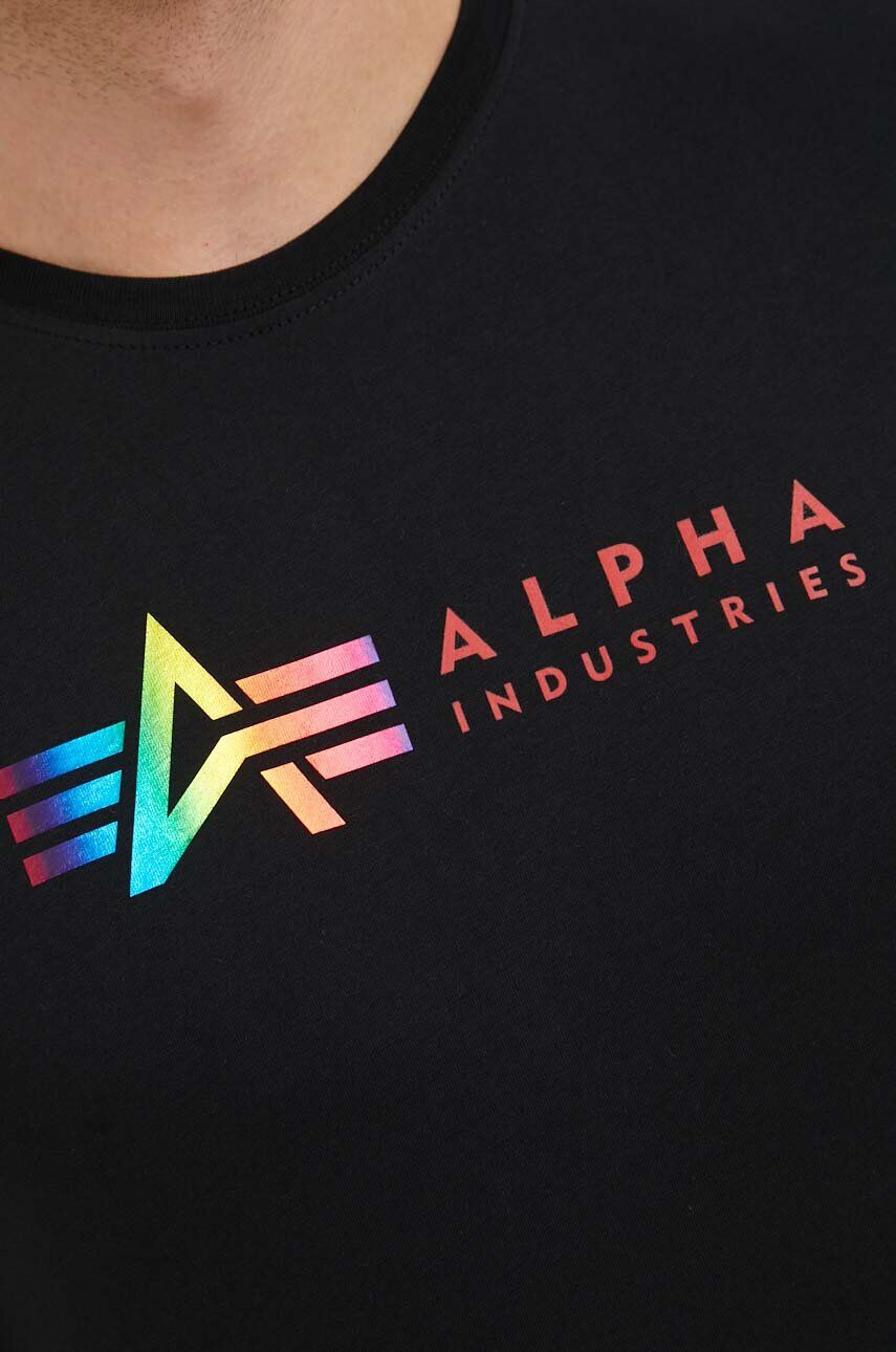 Alpha Industries Bavlněné tričko černá barva s potiskem - Pepit.cz