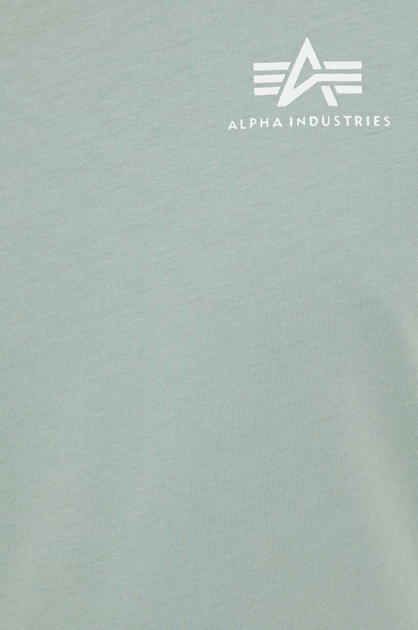 Alpha Industries Bavlněné tričko zelená barva s potiskem - Pepit.cz