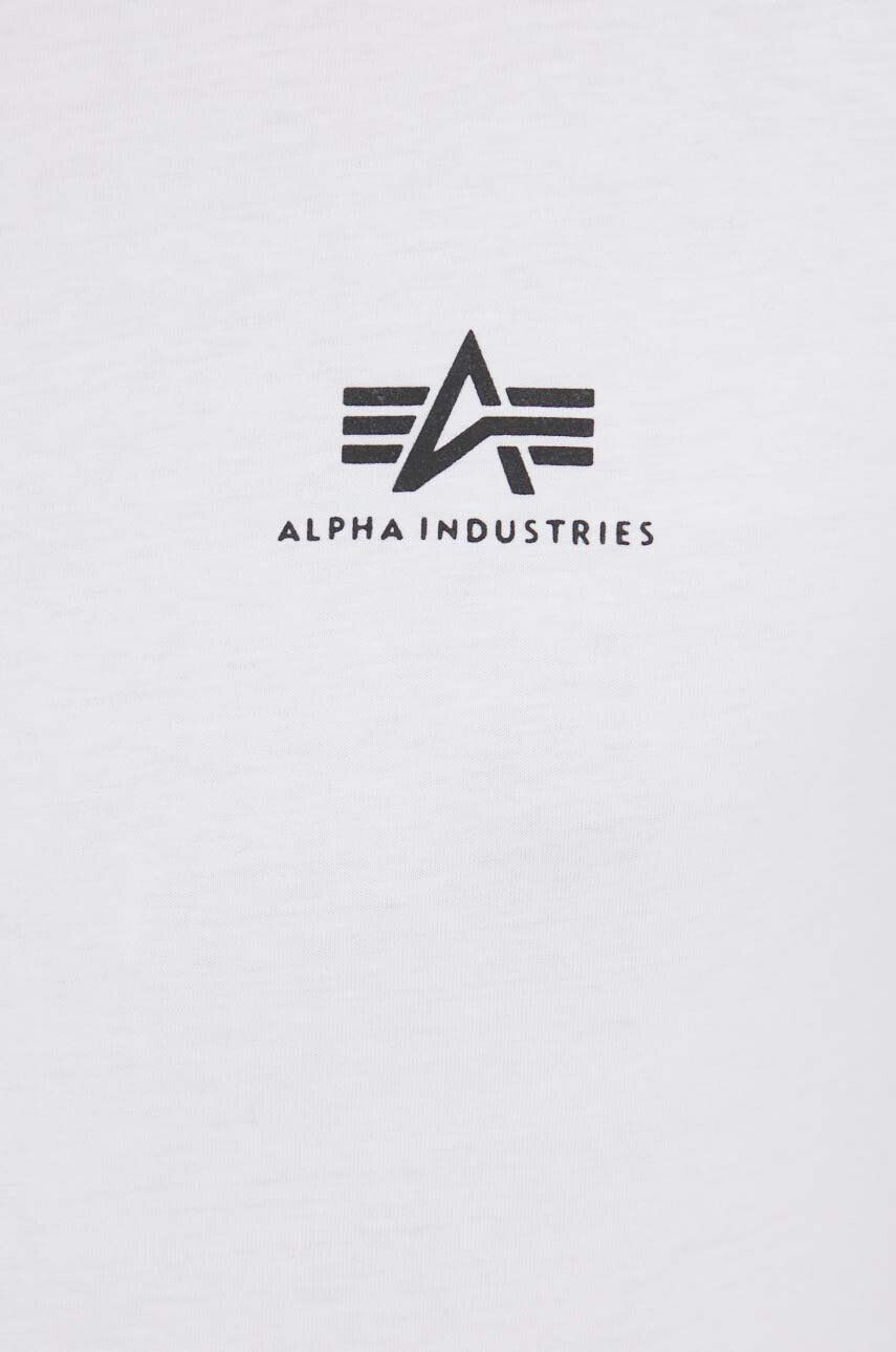 Alpha Industries Bavlněné tričko bílá barva s potiskem - Pepit.cz