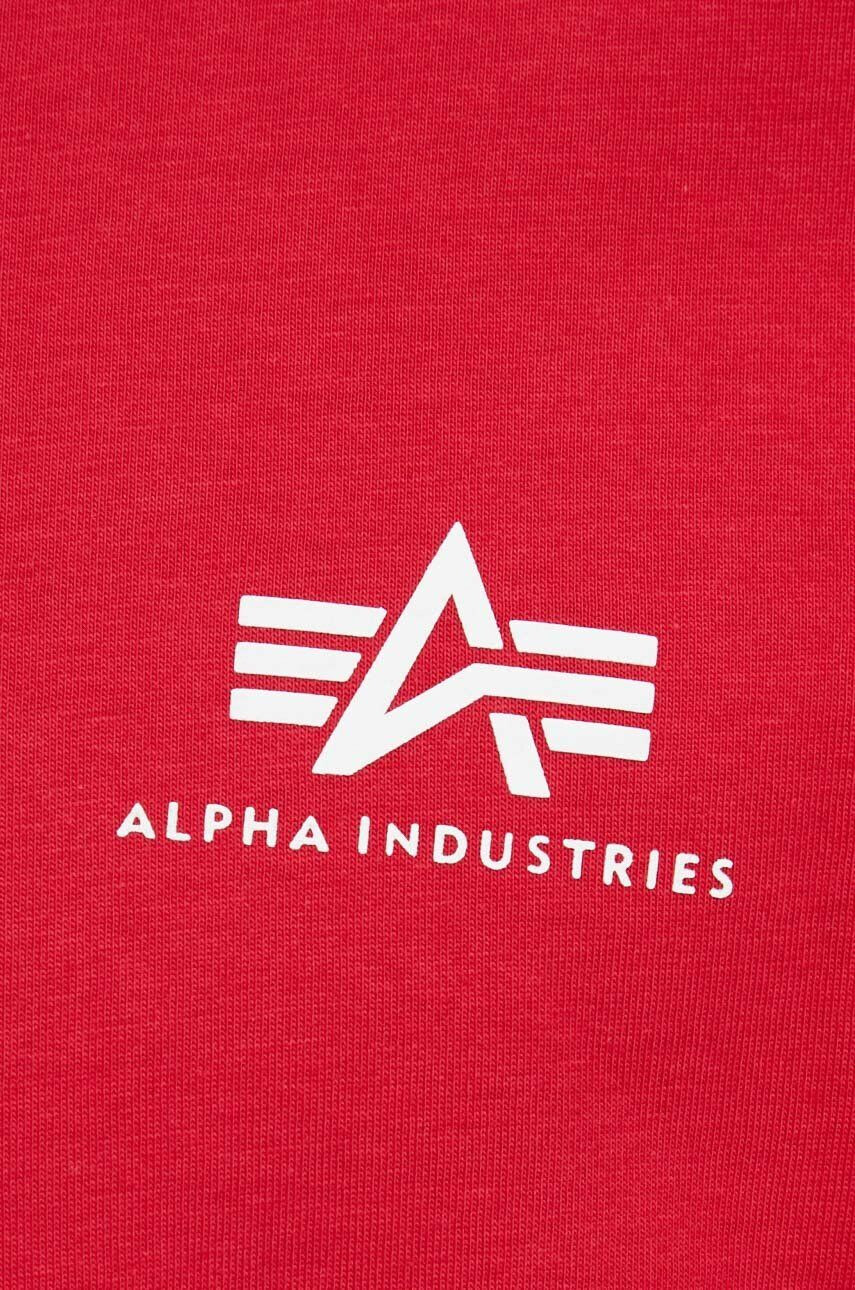 Alpha Industries Bavlněné tričko červená barva s potiskem - Pepit.cz