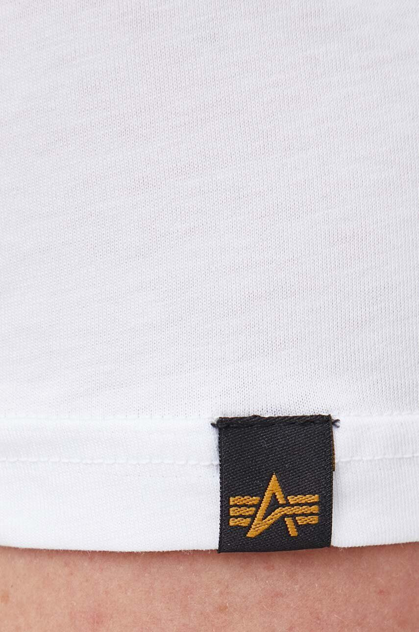 Alpha Industries Bavlněné tričko T 118502 09 bílá barva s potiskem 118502.09-white - Pepit.cz