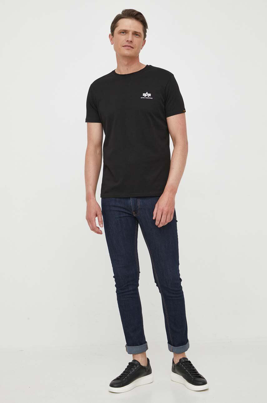 Alpha Industries Bavlněné tričko T 128507 03 černá barva s potiskem 128507.03-black - Pepit.cz