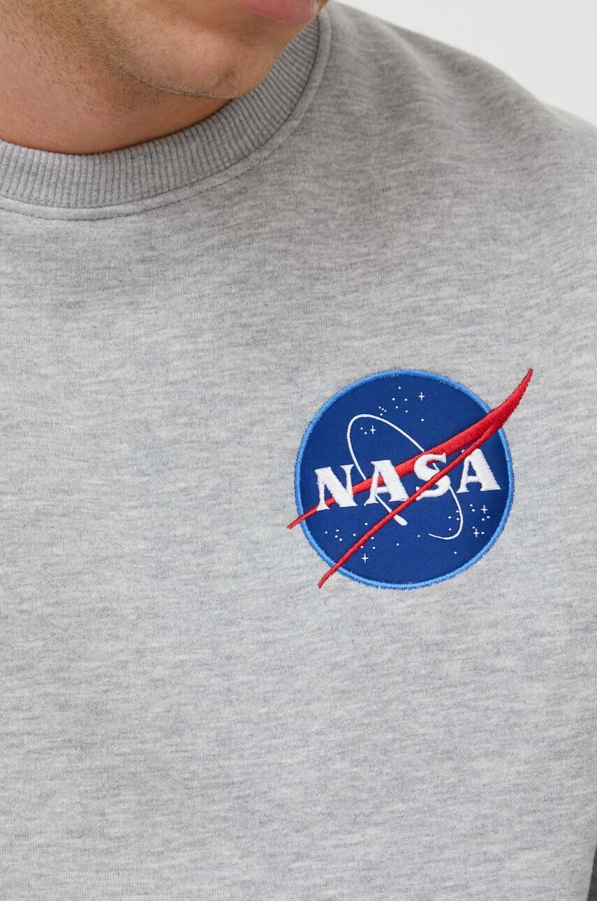 Alpha Industries Mikina Space Shuttle Sweater pánská šedá barva s potiskem 178307.17 - Pepit.cz