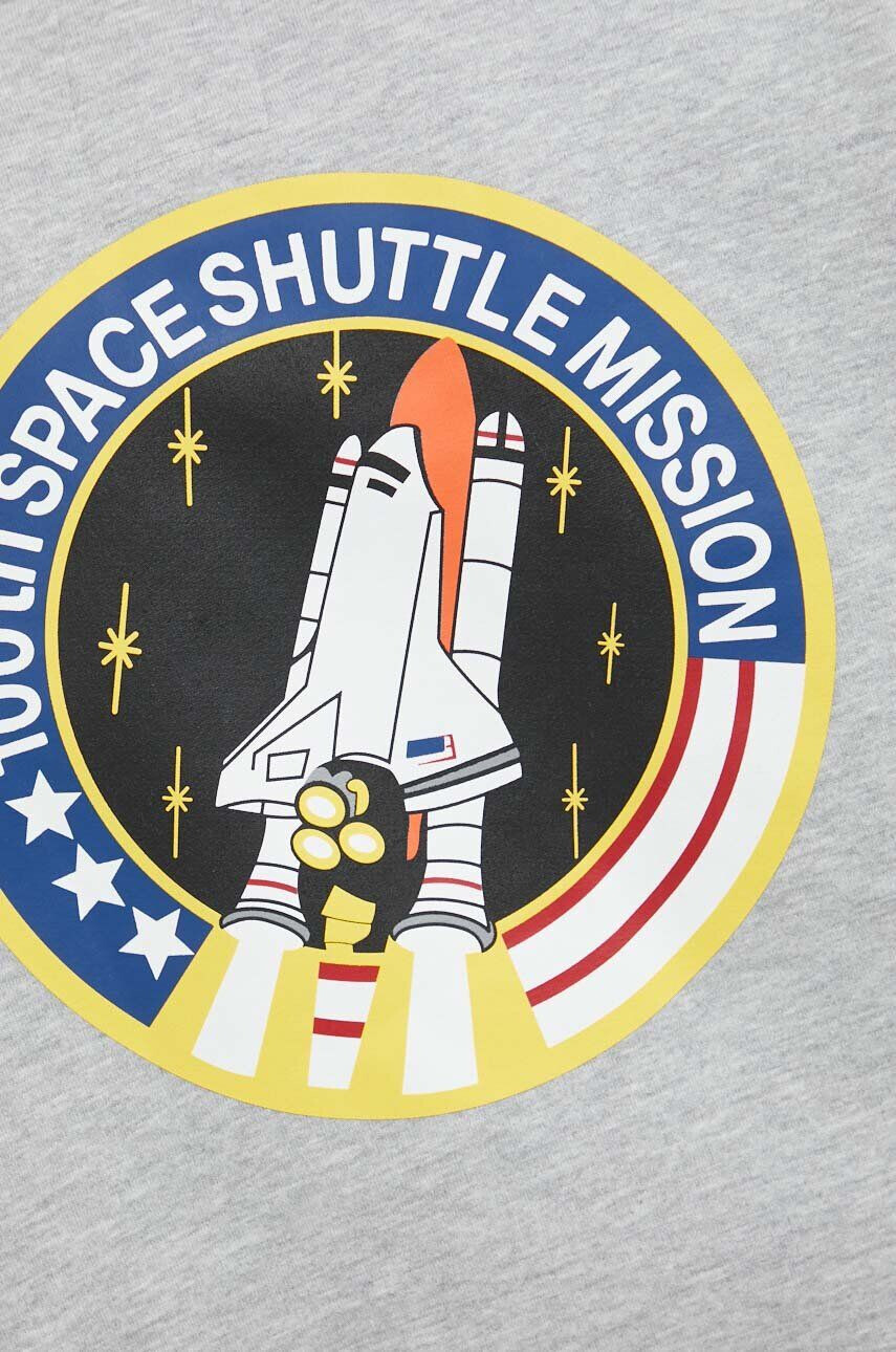 Alpha Industries Mikina Space Shuttle Sweater pánská šedá barva s potiskem 178307.17 - Pepit.cz