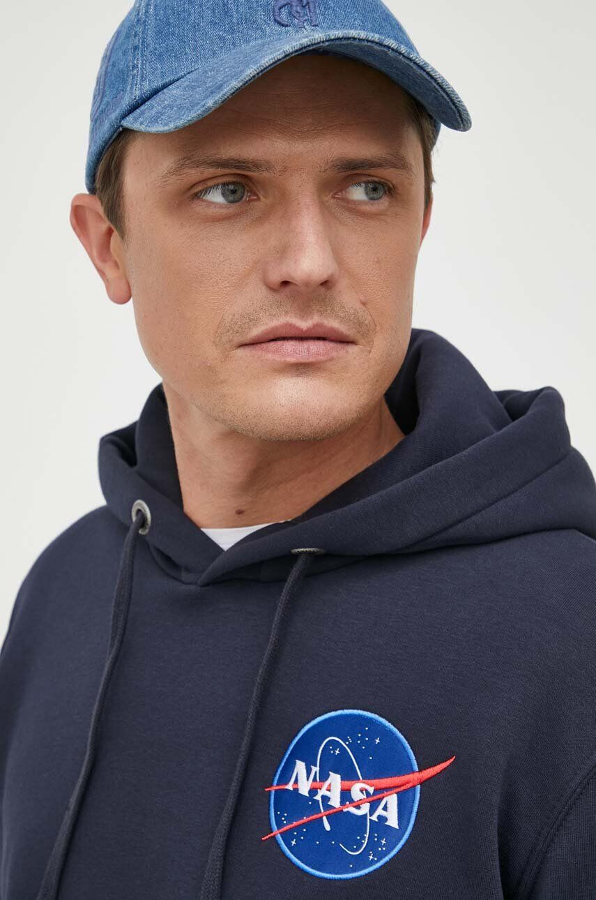 Alpha Industries Mikina Space Shuttle Hoody pánská tmavomodrá barva s kapucí s potiskem 178317.07 - Pepit.cz