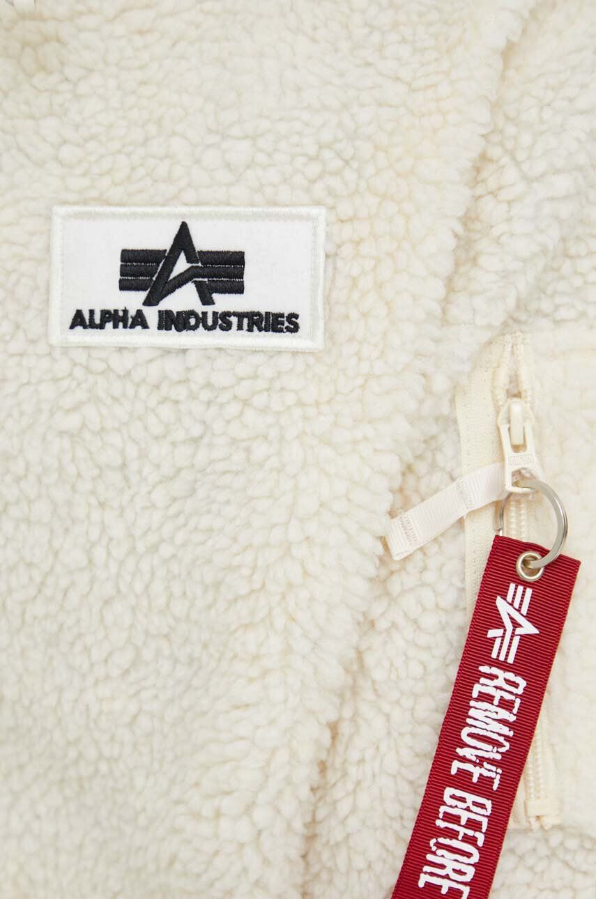 Alpha Industries Mikina Teddy Hoody pánská béžová barva s kapucí s aplikací 118330.16-cream - Pepit.cz