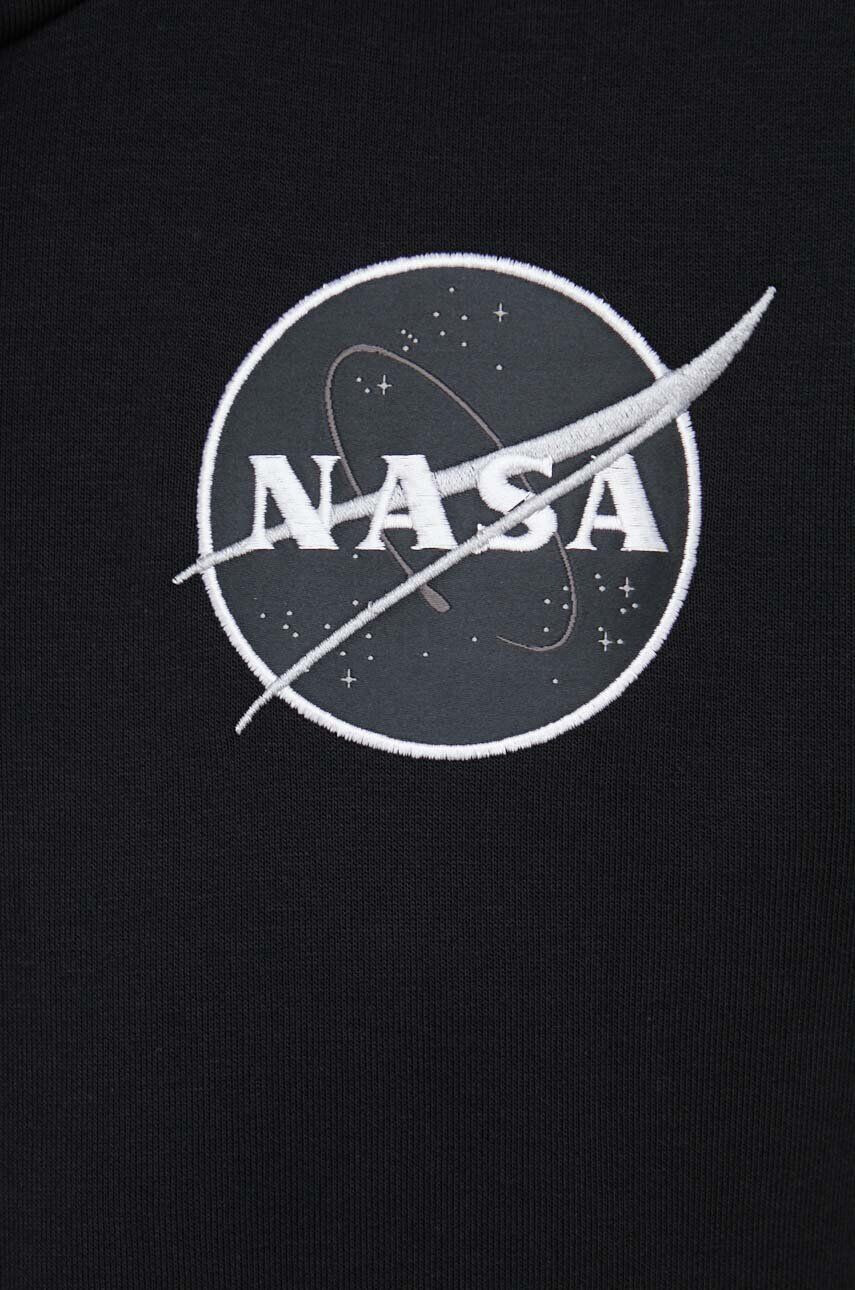 Alpha Industries Mikina x Nasa Dark Side Hoody pánská černá barva s kapucí s potiskem 108337.285 - Pepit.cz