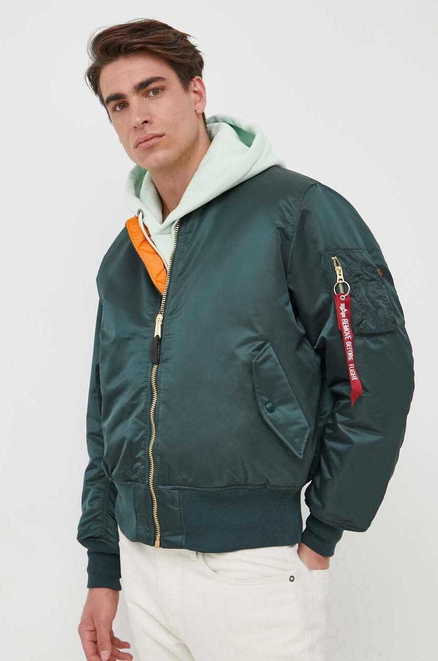 Alpha Industries Oboustranná dětská bomber bunda pánská zelená barva zimní - Pepit.cz