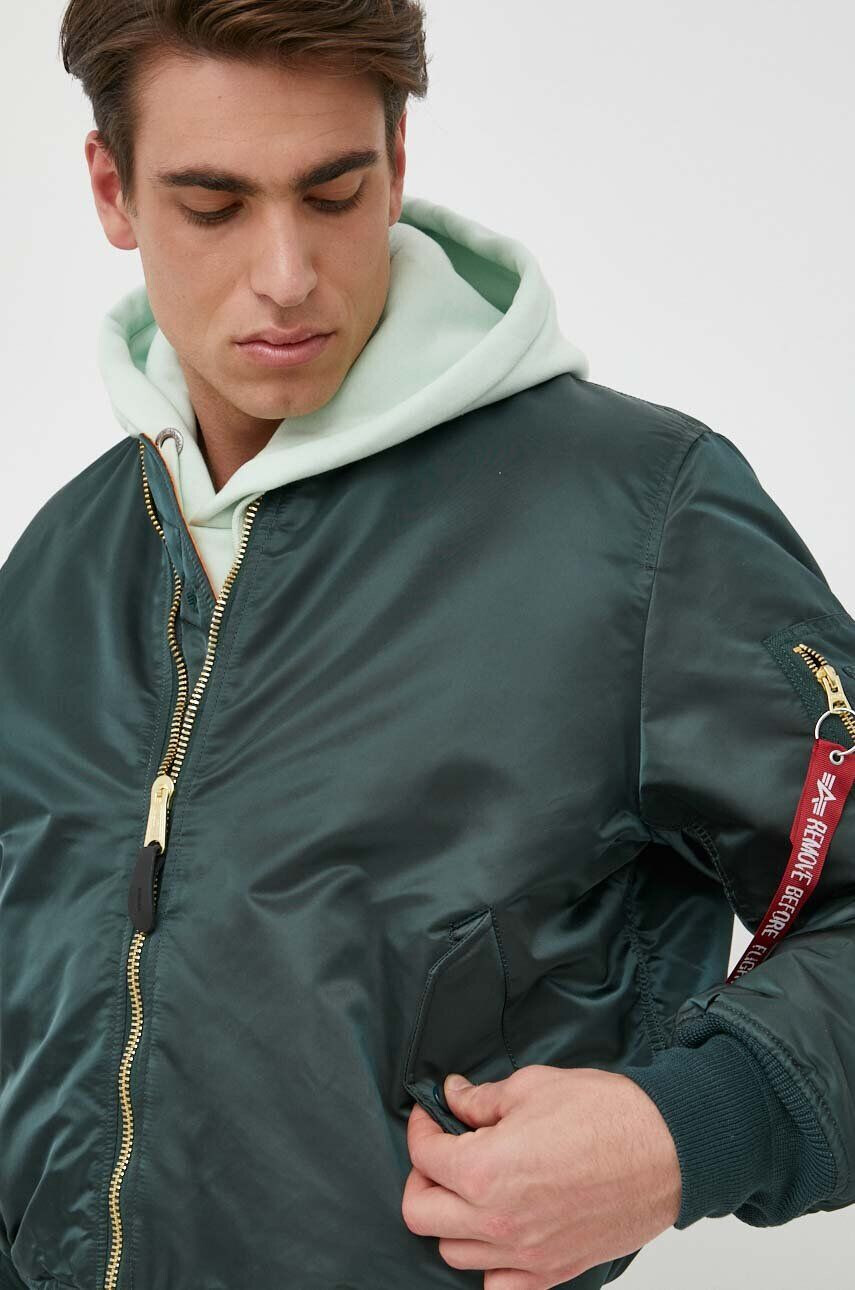 Alpha Industries Oboustranná dětská bomber bunda pánská zelená barva zimní - Pepit.cz