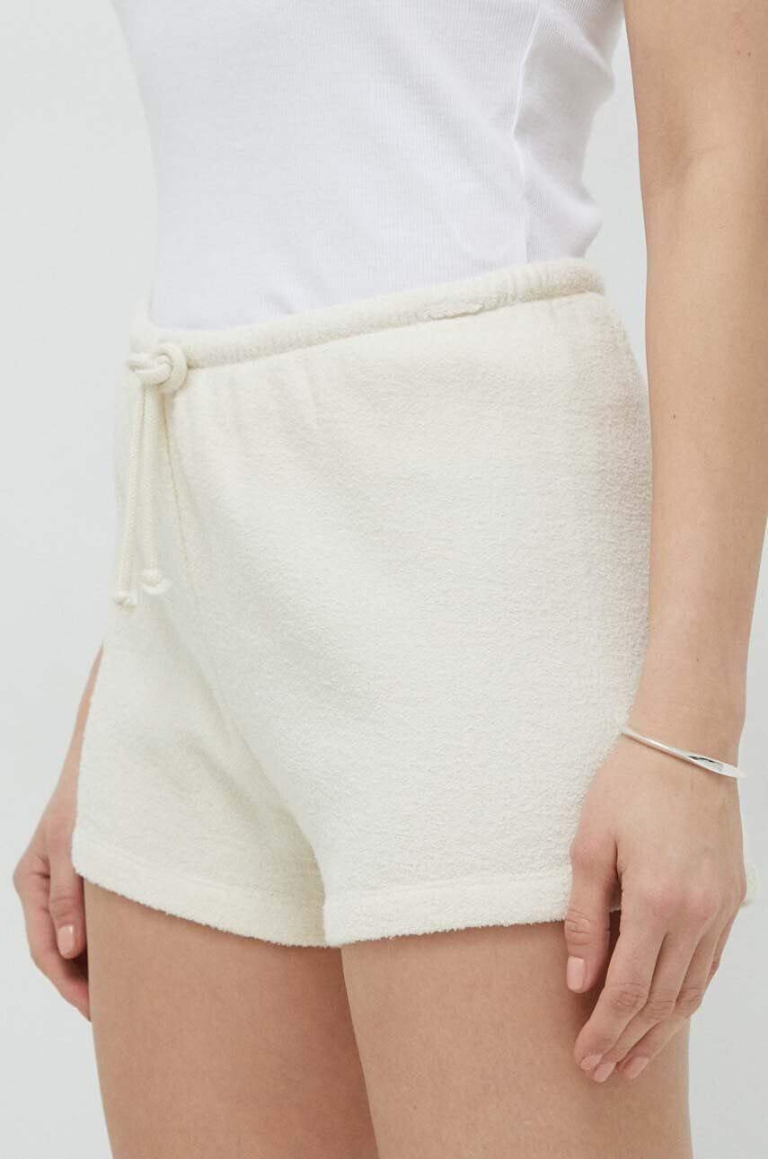 American Vintage Bavlněné šortky béžová barva hladké high waist - Pepit.cz