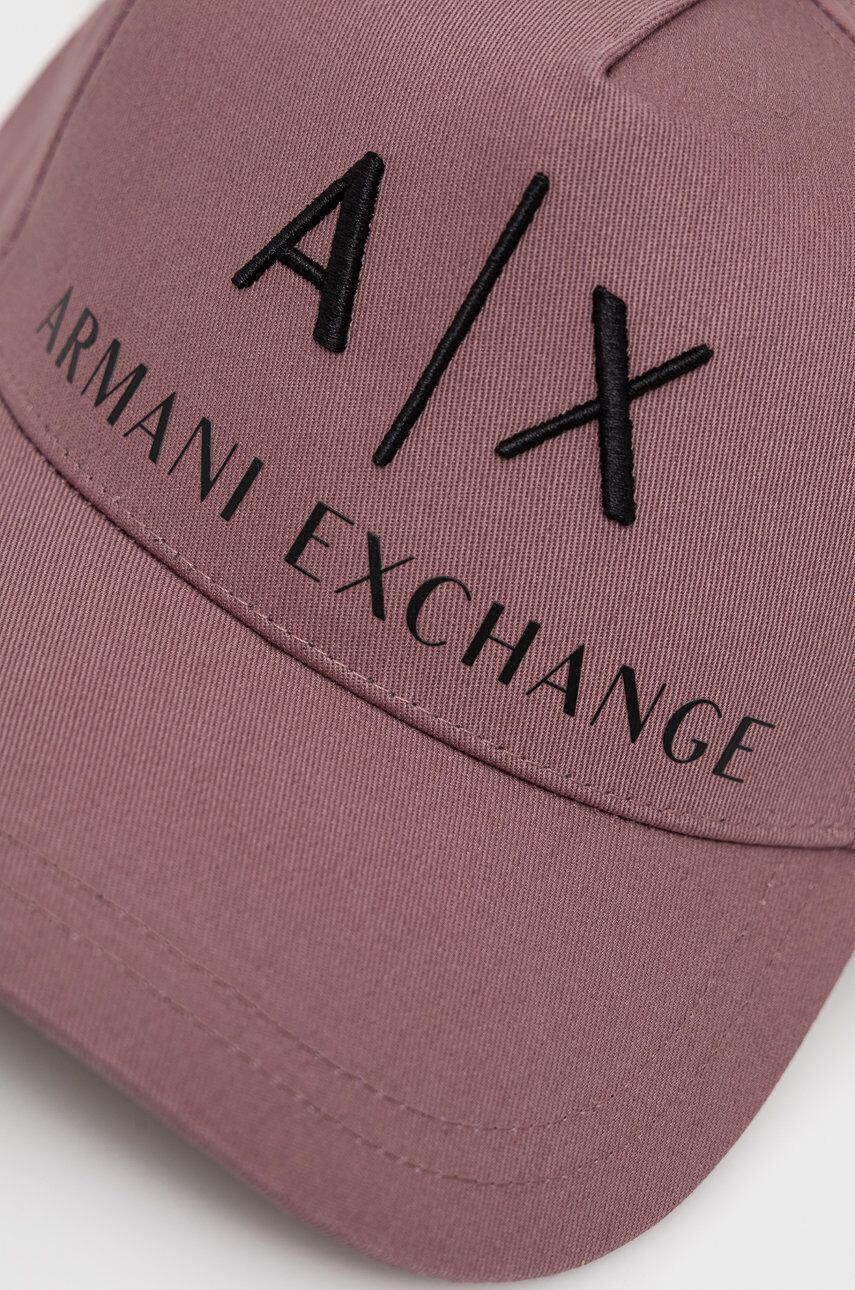 Armani Exchange Bavlněná čepice fialová barva s aplikací - Pepit.cz