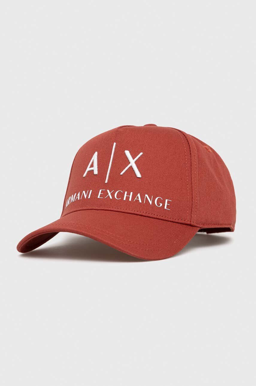 Armani Exchange Bavlněná čepice oranžová barva s aplikací - Pepit.cz