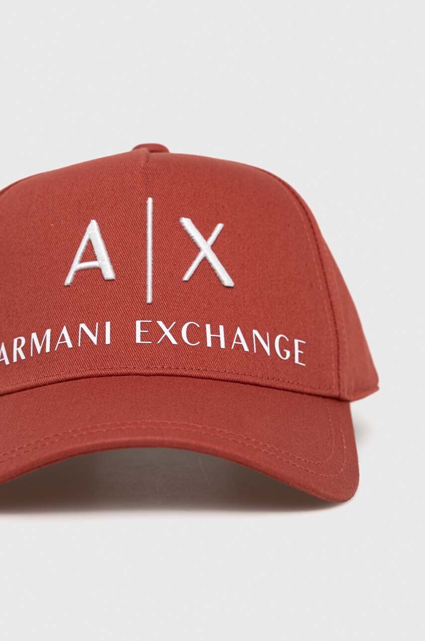 Armani Exchange Bavlněná čepice oranžová barva s aplikací - Pepit.cz