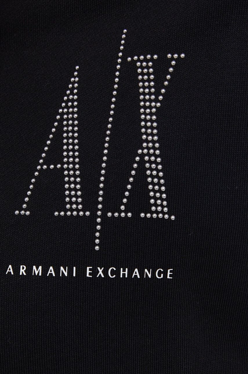 Armani Exchange Bavlněná mikina dámská černá barva s aplikací - Pepit.cz