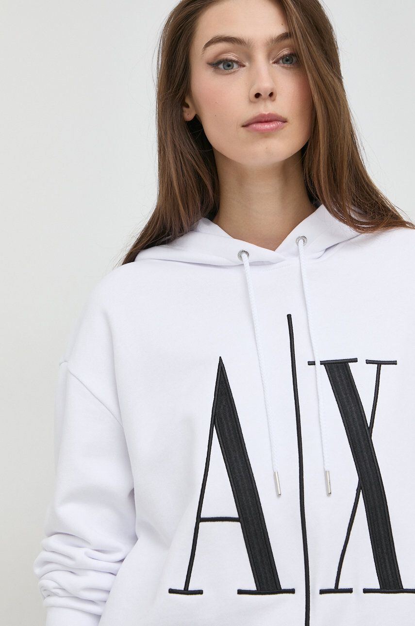 Armani Exchange Bavlněná mikina dámská bílá barva s aplikací - Pepit.cz