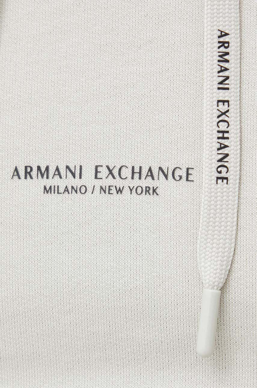 Armani Exchange Bavlněná mikina dámská béžová barva s potiskem - Pepit.cz