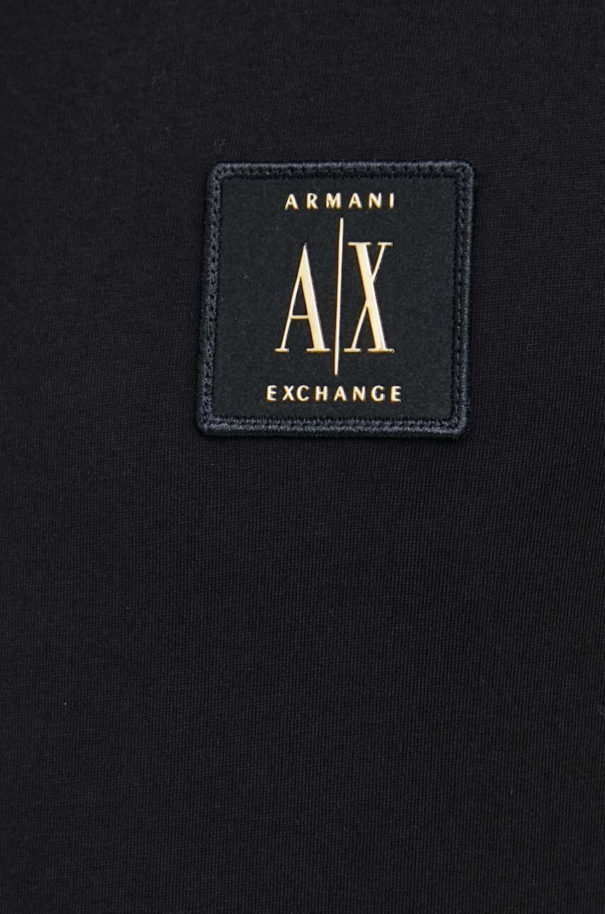 Armani Exchange Bavlněné polo tričko černá barva s aplikací - Pepit.cz