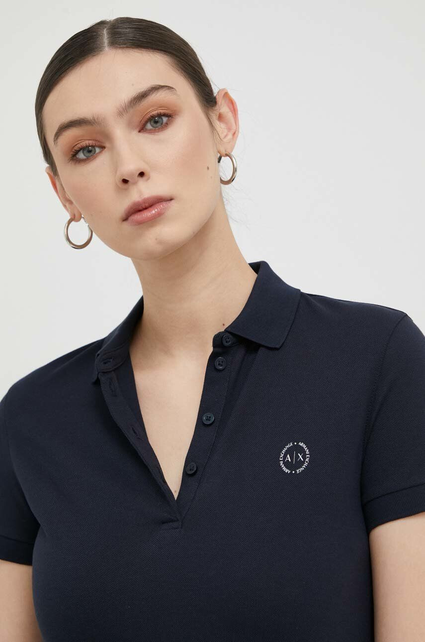 Armani Exchange Bavlněné polo tričko tmavomodrá barva - Pepit.cz