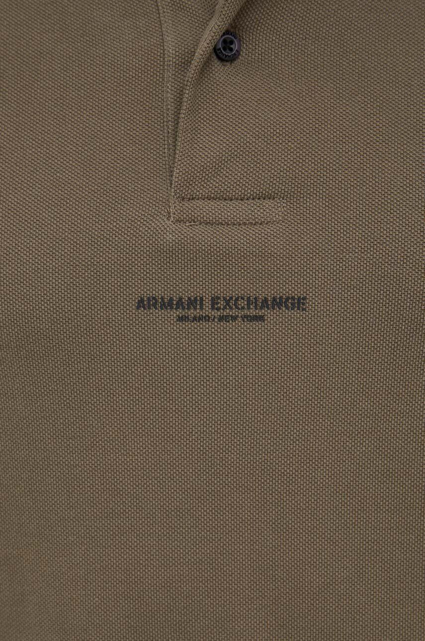 Armani Exchange Bavlněné polo tričko zelená barva s potiskem - Pepit.cz