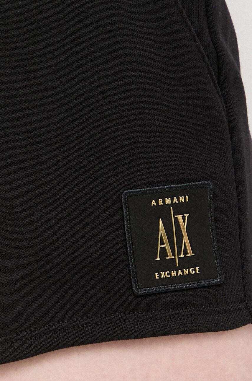 Armani Exchange Bavlněné šortky černá barva s aplikací medium waist - Pepit.cz