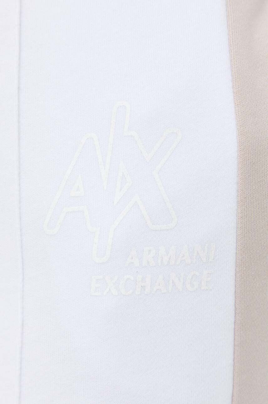 Armani Exchange Bavlněné tepláky bílá barva s potiskem - Pepit.cz