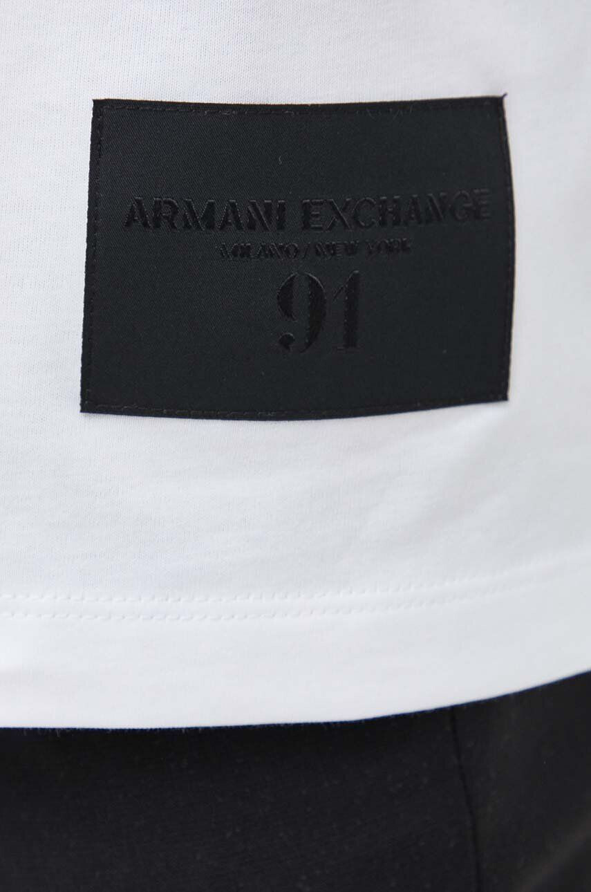 Armani Exchange Bavlněné tričko bílá barva s aplikací - Pepit.cz