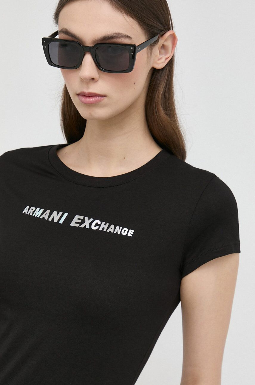 Armani Exchange Bavlněné tričko černá barva - Pepit.cz