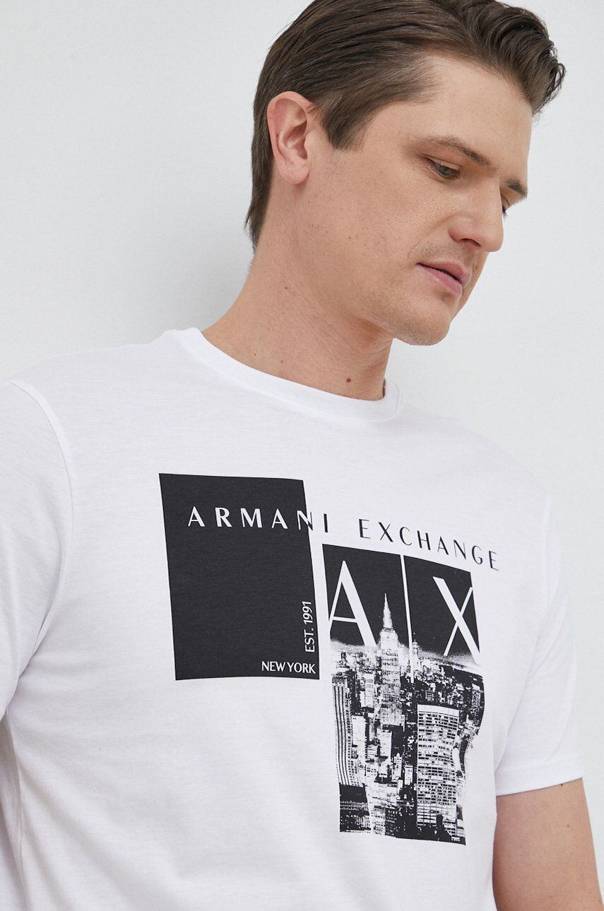 Armani Exchange Bavlněné tričko bílá barva - Pepit.cz