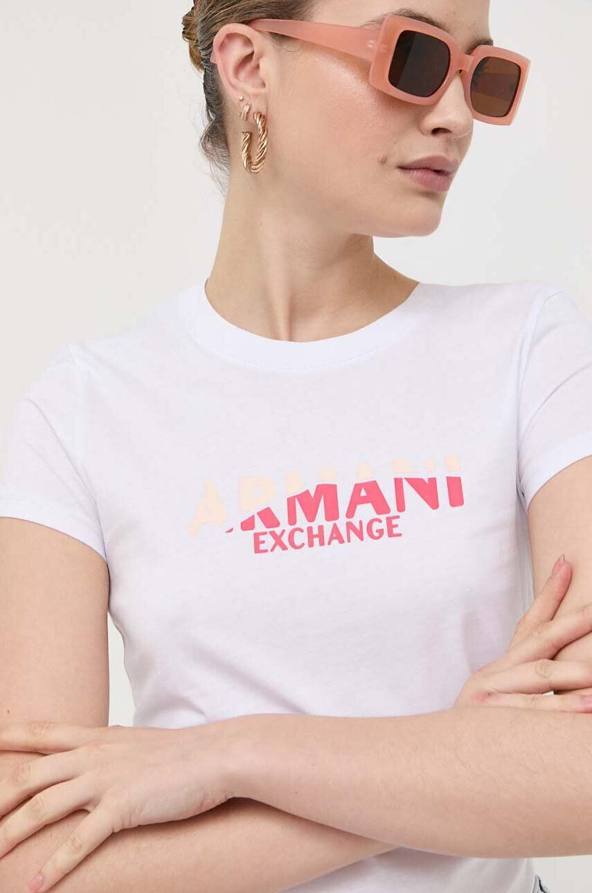 Armani Exchange Bavlněné tričko bílá barva - Pepit.cz