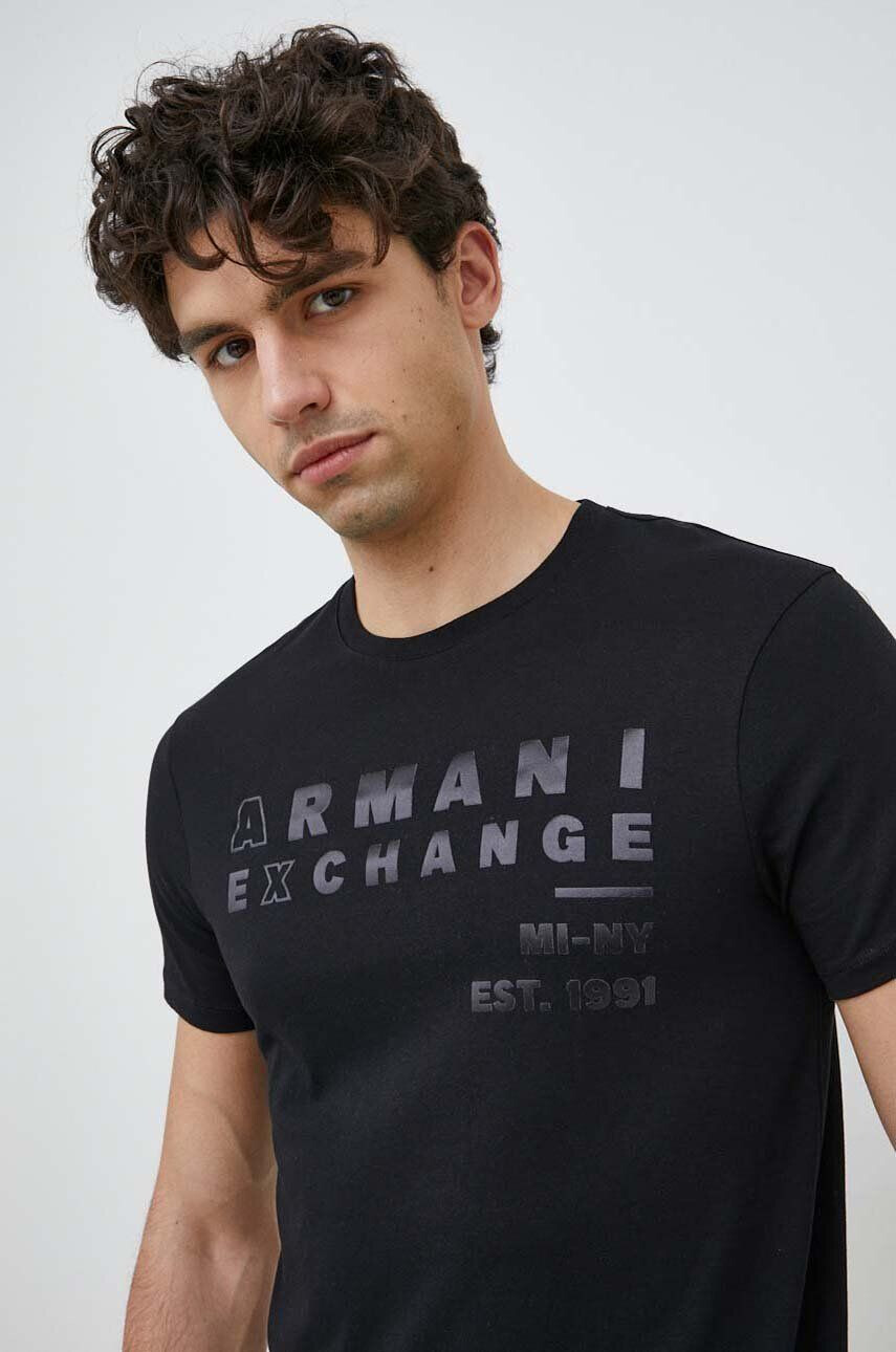 Armani Exchange Bavlněné tričko černá barva - Pepit.cz