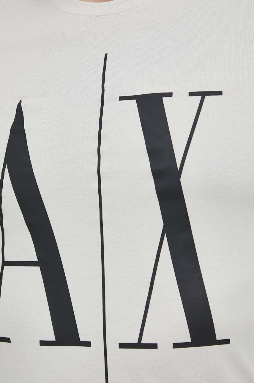 Armani Exchange Bavlněné tričko béžová barva s potiskem - Pepit.cz