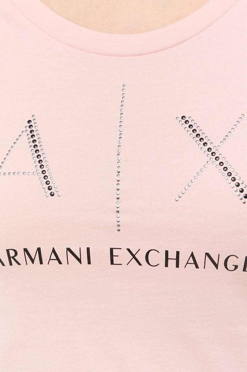 Armani Exchange Bavlněné tričko růžová barva - Pepit.cz