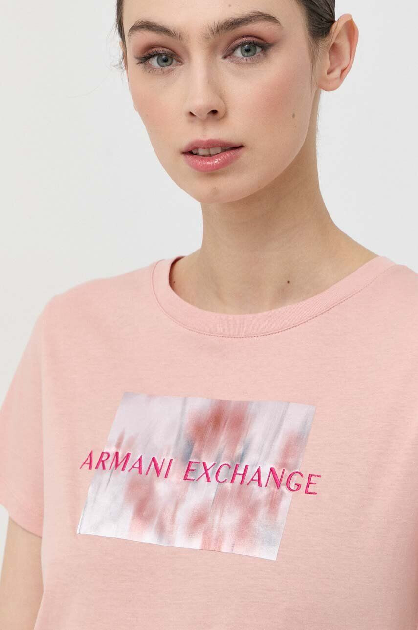 Armani Exchange Bavlněné tričko růžová barva - Pepit.cz