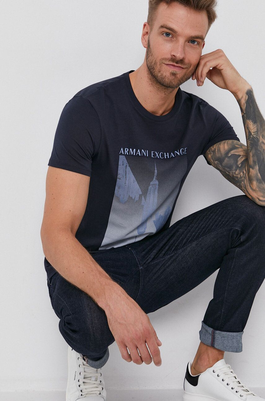 Armani Exchange Bavlněné tričko bílá barva - Pepit.cz