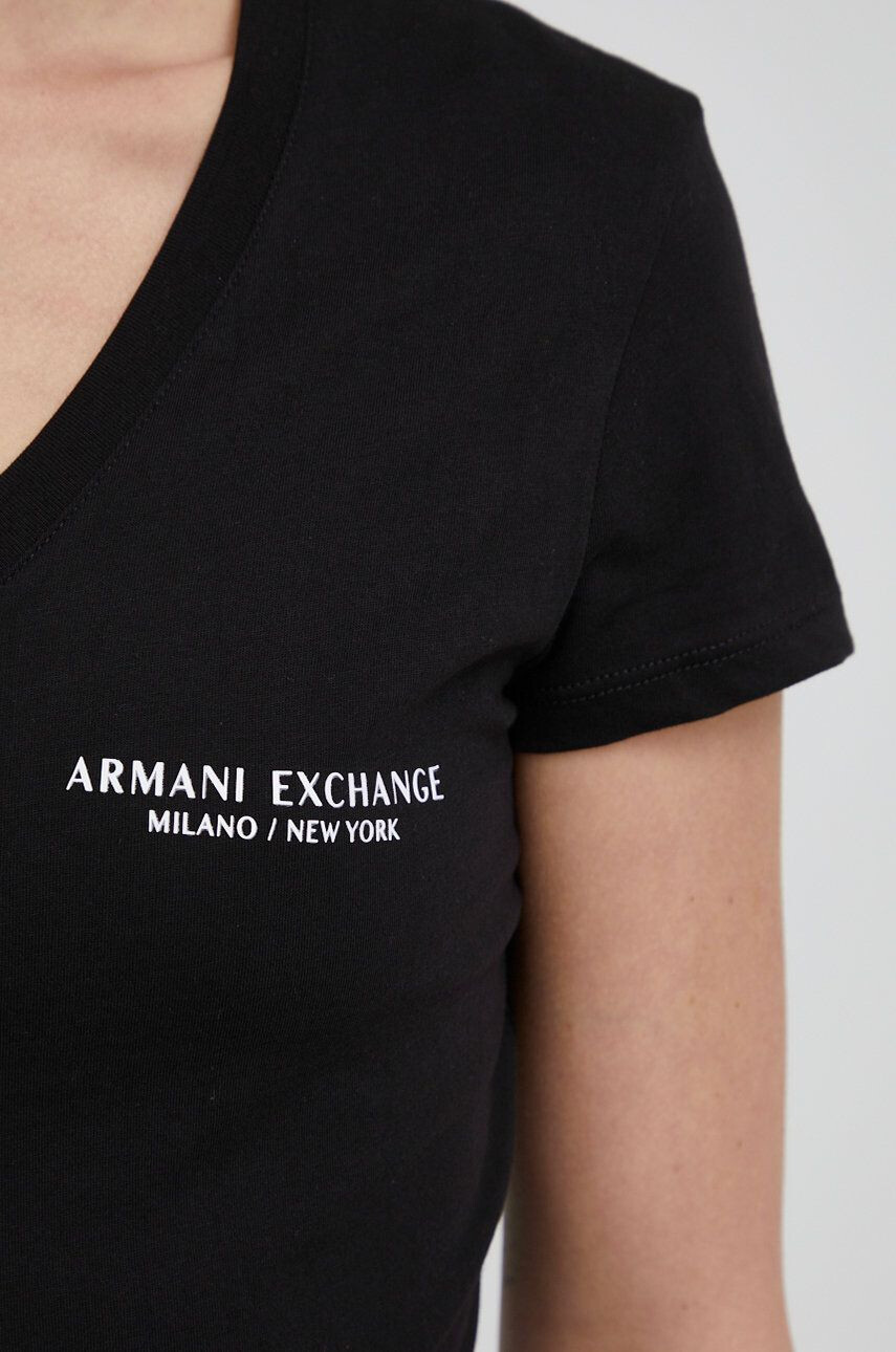 Armani Exchange Bavlněné tričko černá barva - Pepit.cz