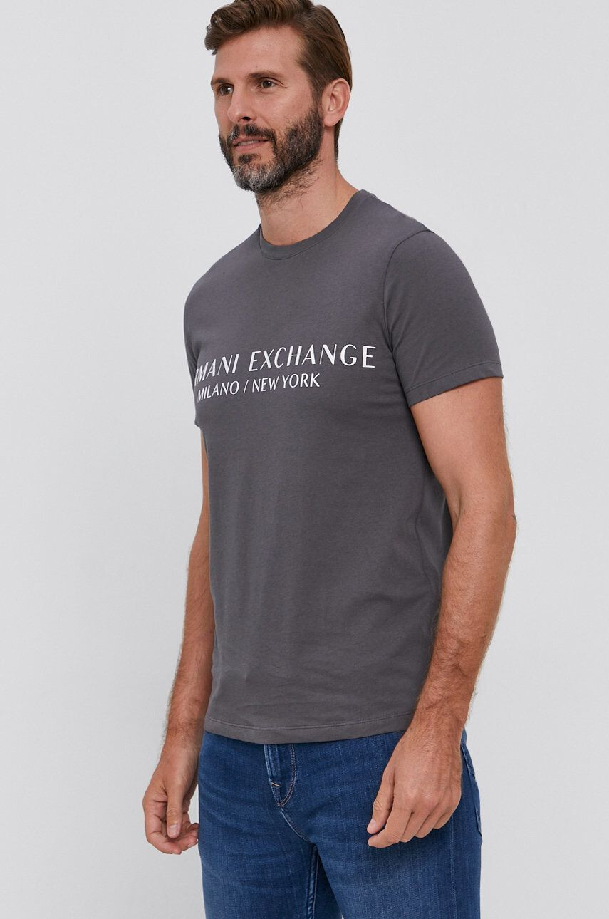 Armani Exchange Bavlněné tričko bílá barva s potiskem - Pepit.cz