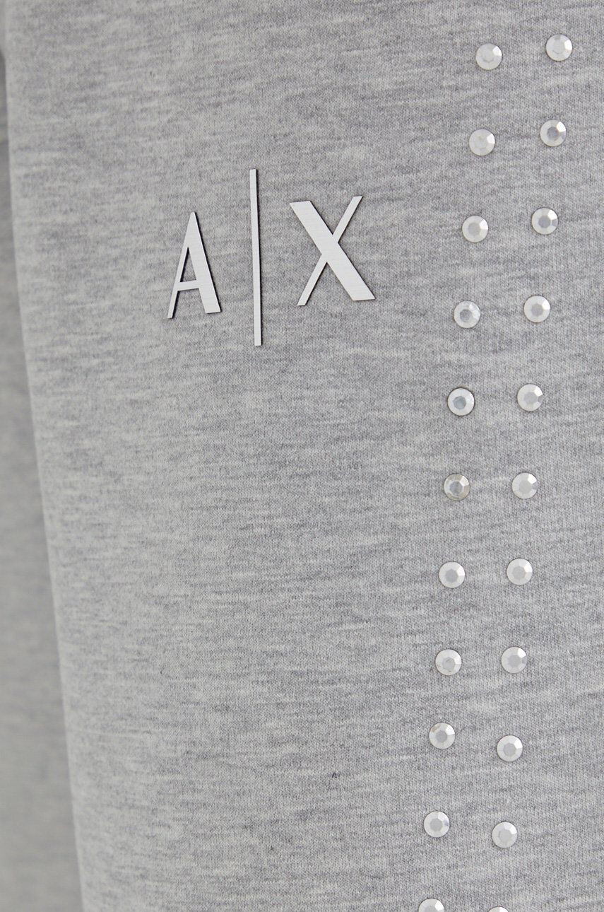 Armani Exchange Kalhoty dámské šedá barva s aplikací - Pepit.cz