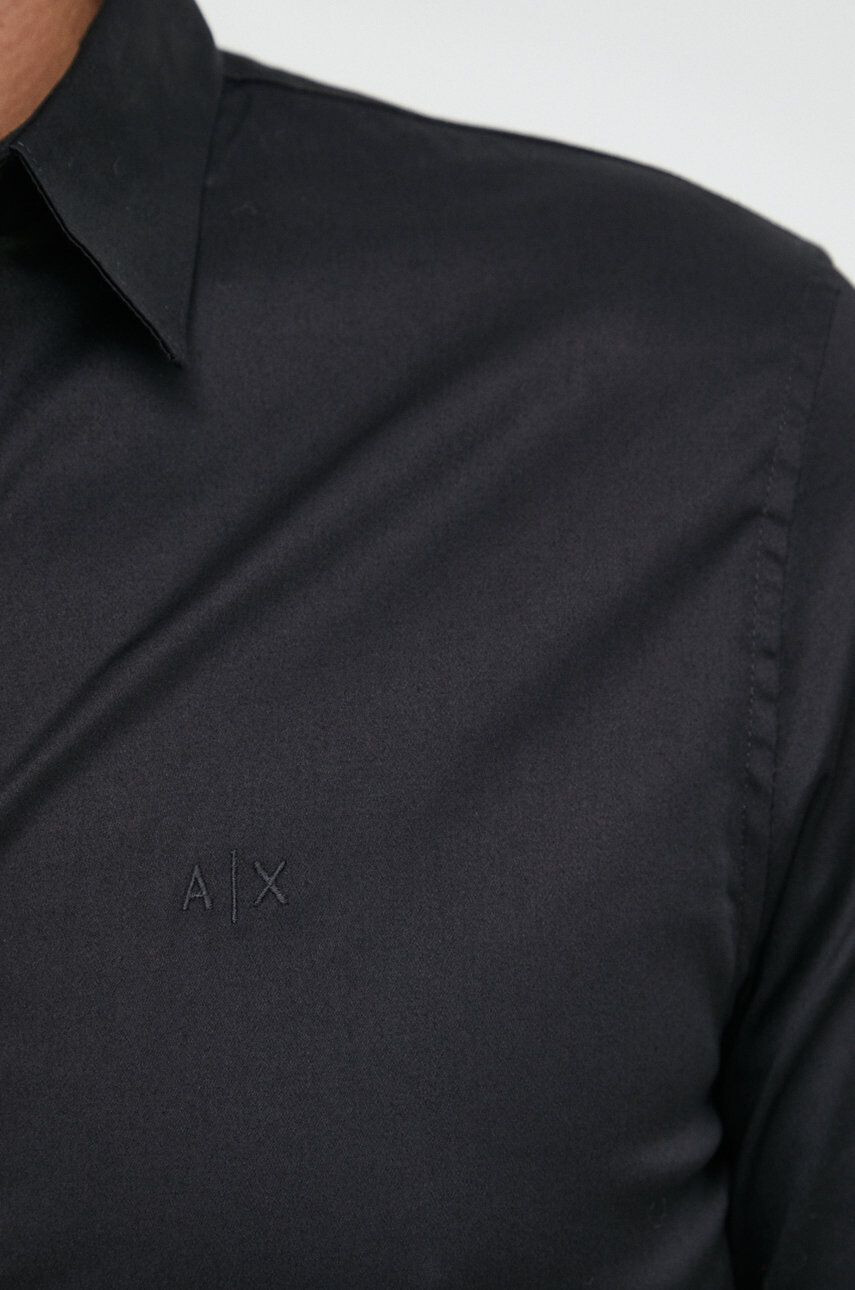 Armani Exchange Košile pánská černá barva slim s klasickým límcem - Pepit.cz