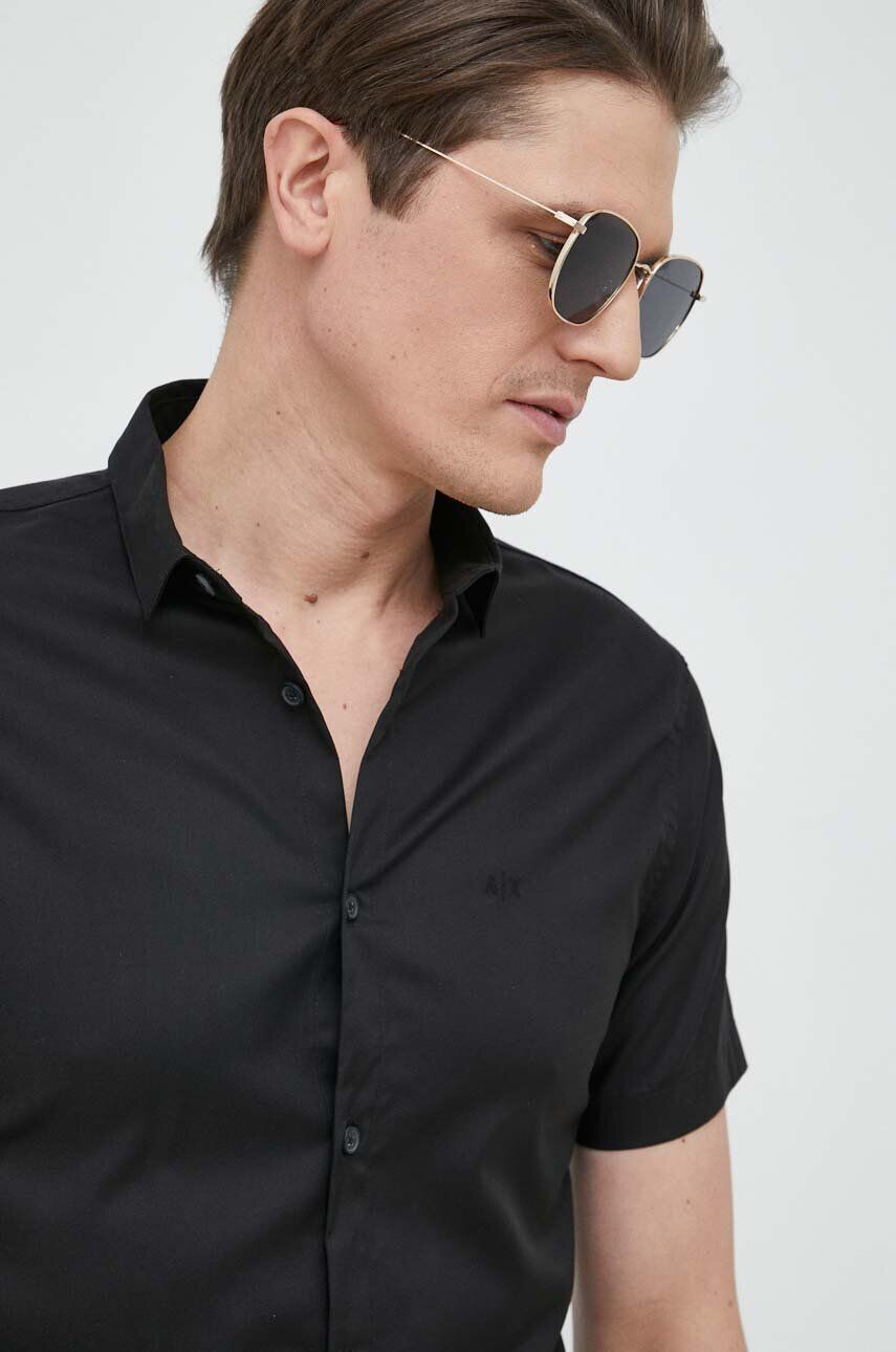 Armani Exchange Košile pánská béžová barva slim s límečkem button-down - Pepit.cz