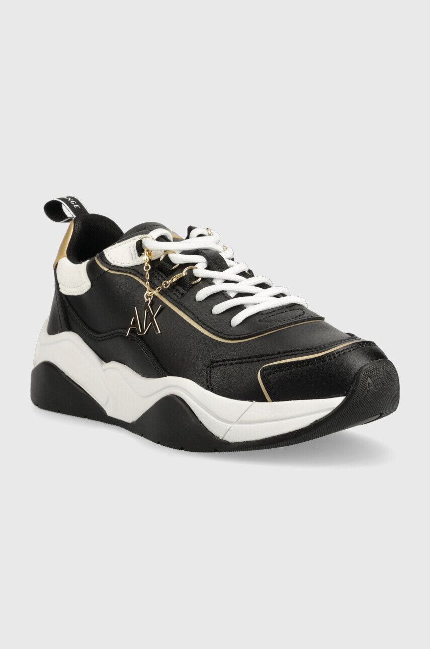 Armani Exchange Kožené sneakers boty černá barva - Pepit.cz