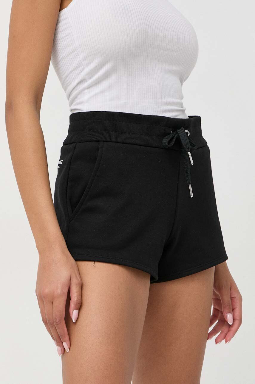 Armani Exchange Kraťasy dámské tmavomodrá barva hladké high waist - Pepit.cz