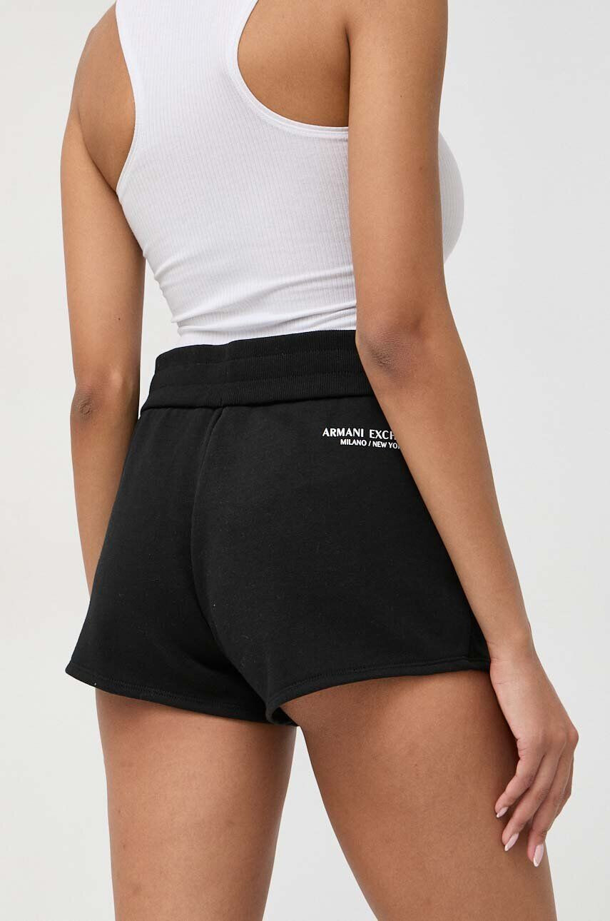 Armani Exchange Kraťasy dámské tmavomodrá barva hladké high waist - Pepit.cz