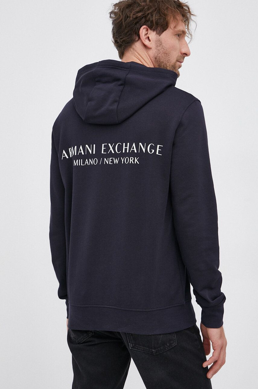 Armani Exchange Mikina pánská tmavomodrá barva s potiskem - Pepit.cz