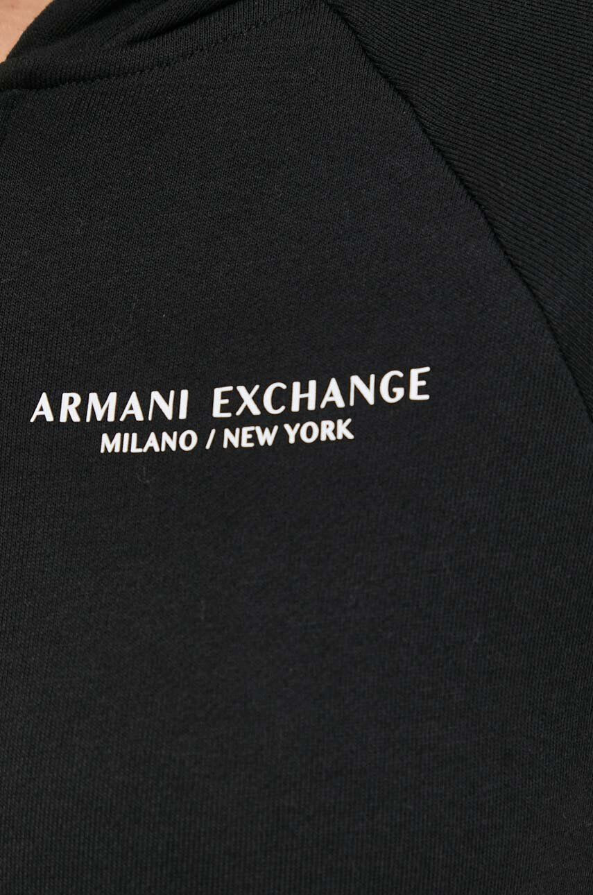 Armani Exchange Mikina dámská černá barva s kapucí s aplikací - Pepit.cz