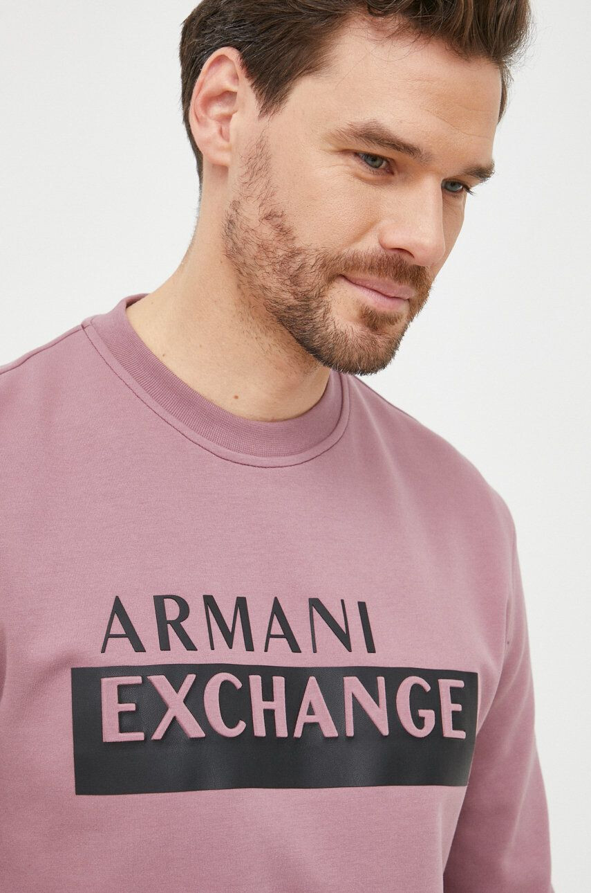 Armani Exchange Mikina pánská tmavomodrá barva s kapucí s potiskem - Pepit.cz