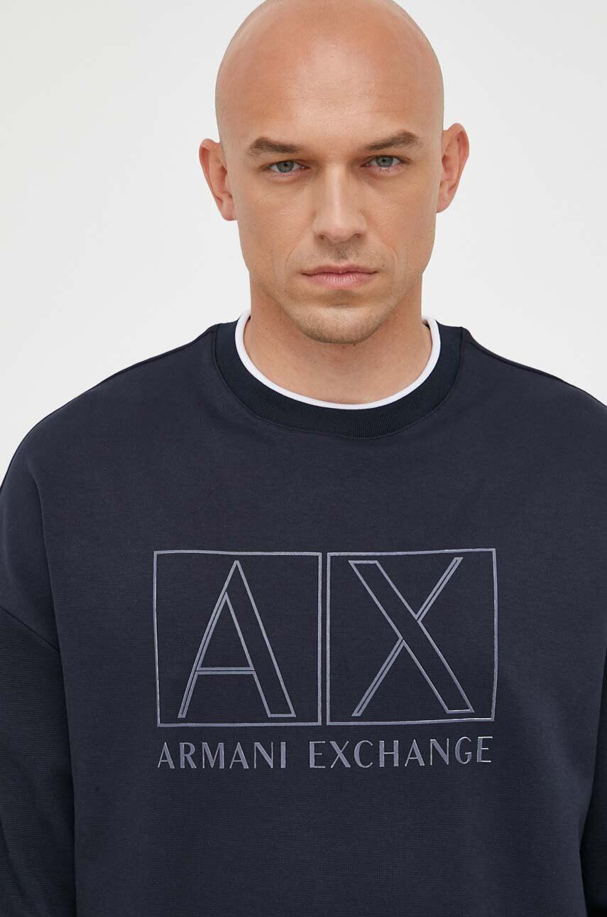 Armani Exchange Mikina pánská tmavomodrá barva s potiskem - Pepit.cz