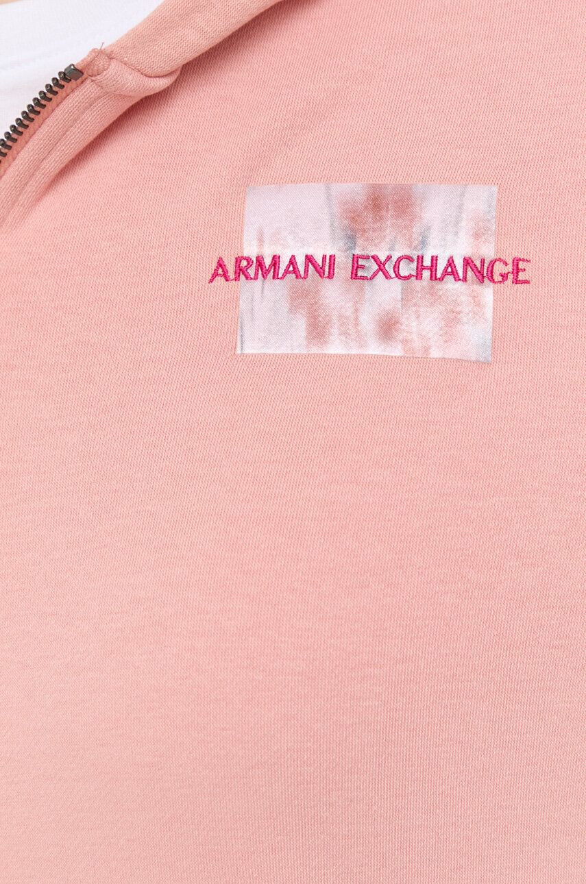 Armani Exchange Mikina dámská oranžová barva s kapucí hladká - Pepit.cz