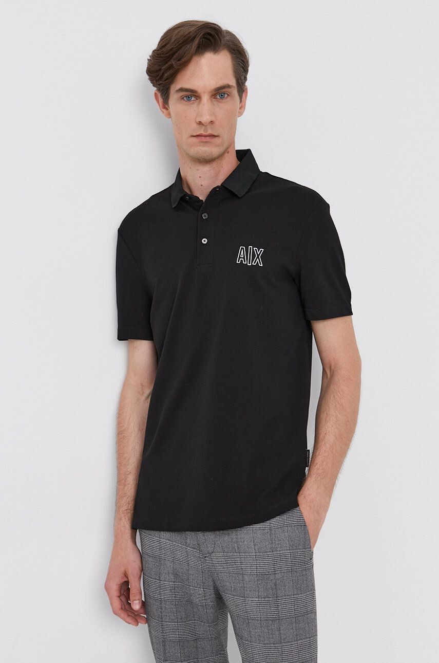 Armani Exchange Polo tričko pánské černá barva hladké - Pepit.cz