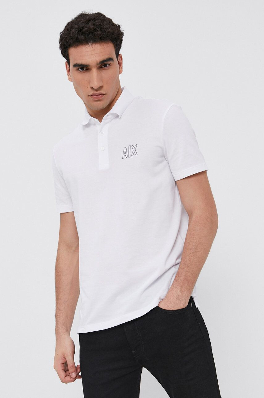 Armani Exchange Polo tričko pánské bílá barva hladké - Pepit.cz