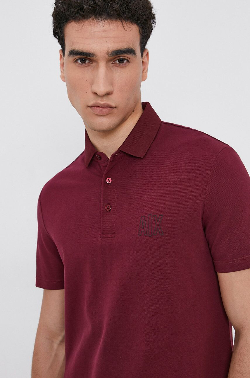 Armani Exchange Polo tričko pánské vínová barva hladké - Pepit.cz